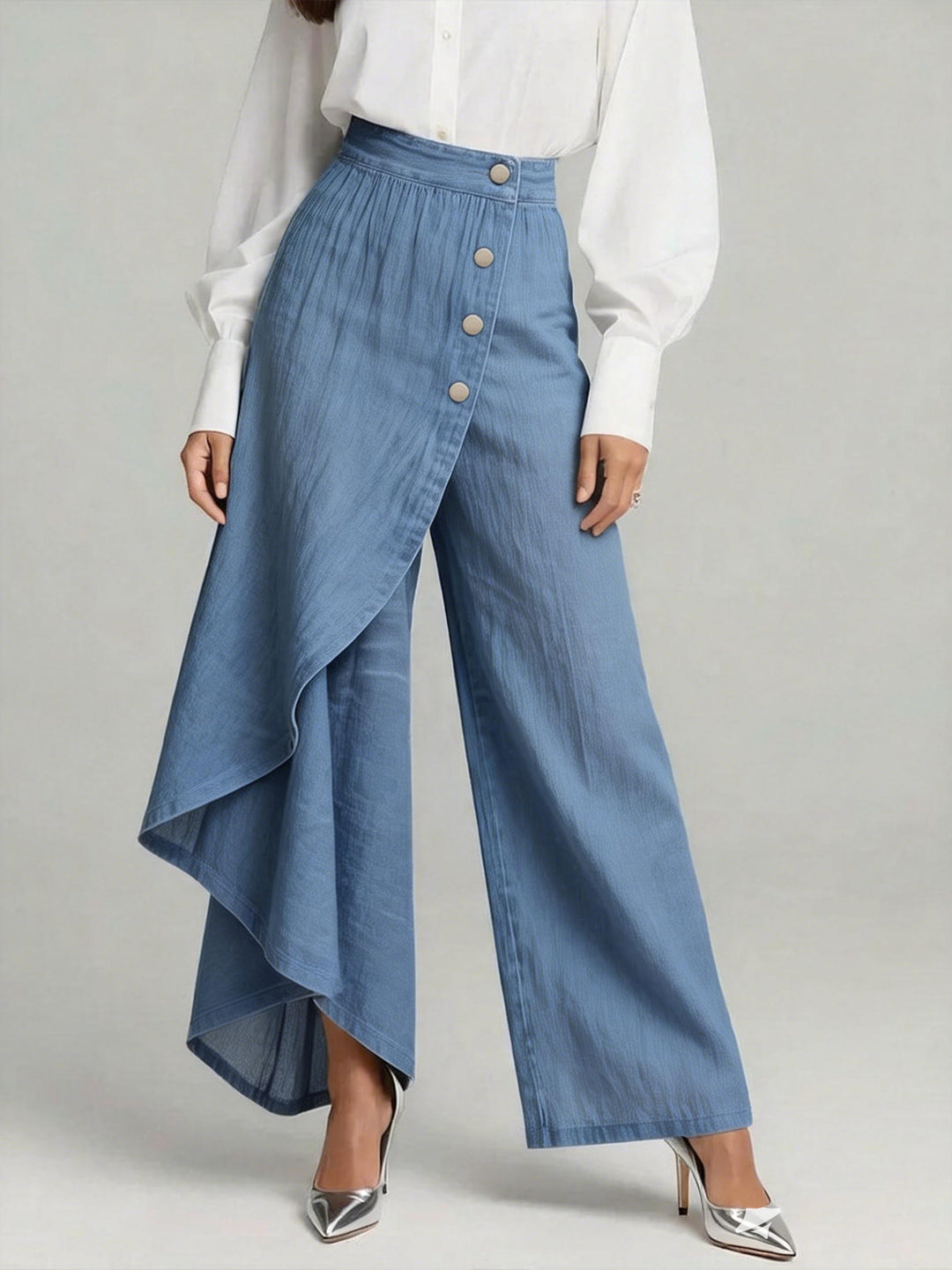 Vesara - Wide-Leg Linen-Cotton Trousers