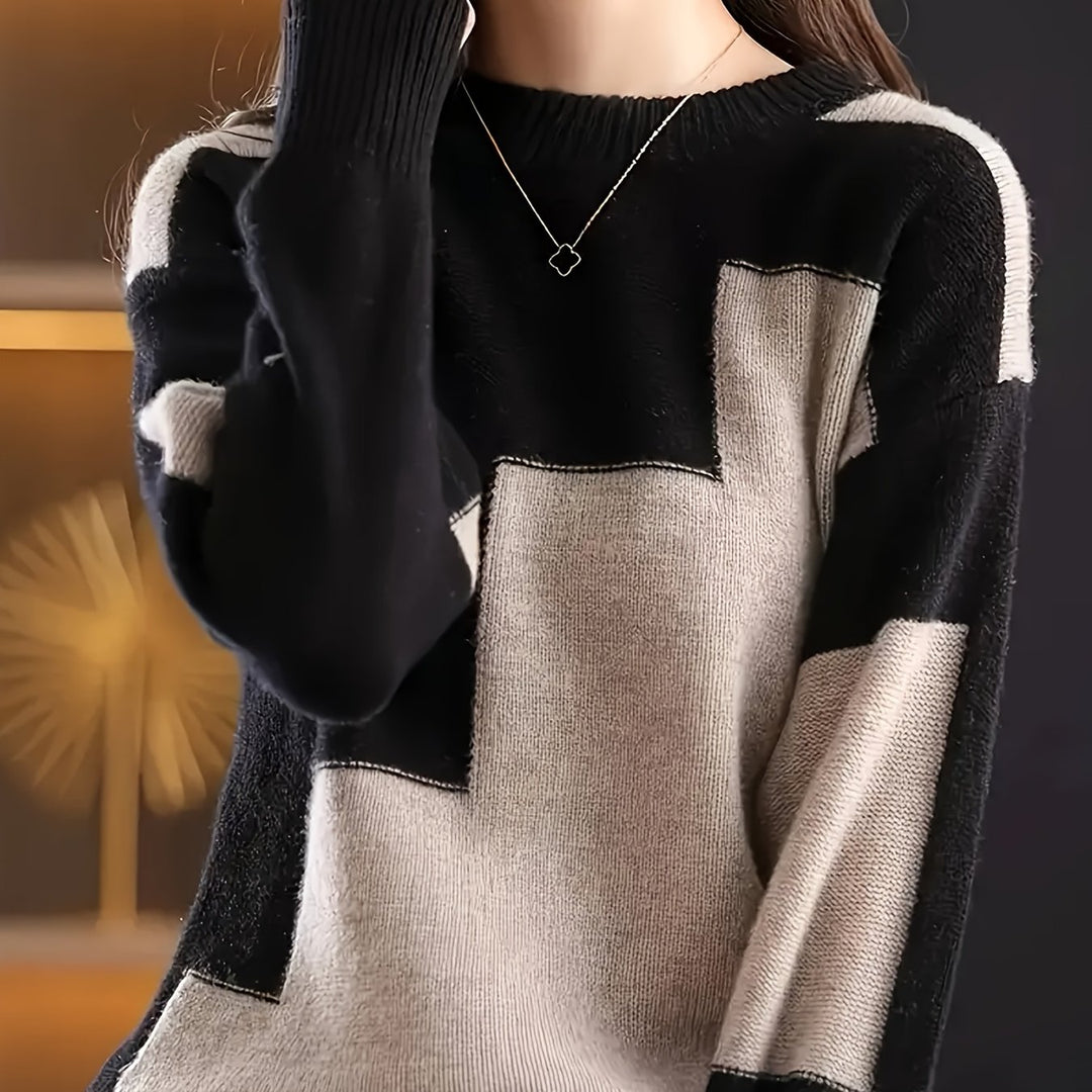 Novira - Colour Block Knit Pullover Sweater
