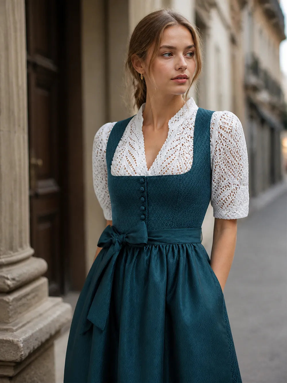 Solira - Bow-Front Jacquard Dress