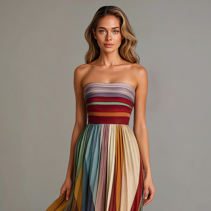 Velira - Colourblock Chiffon Maxi Dress