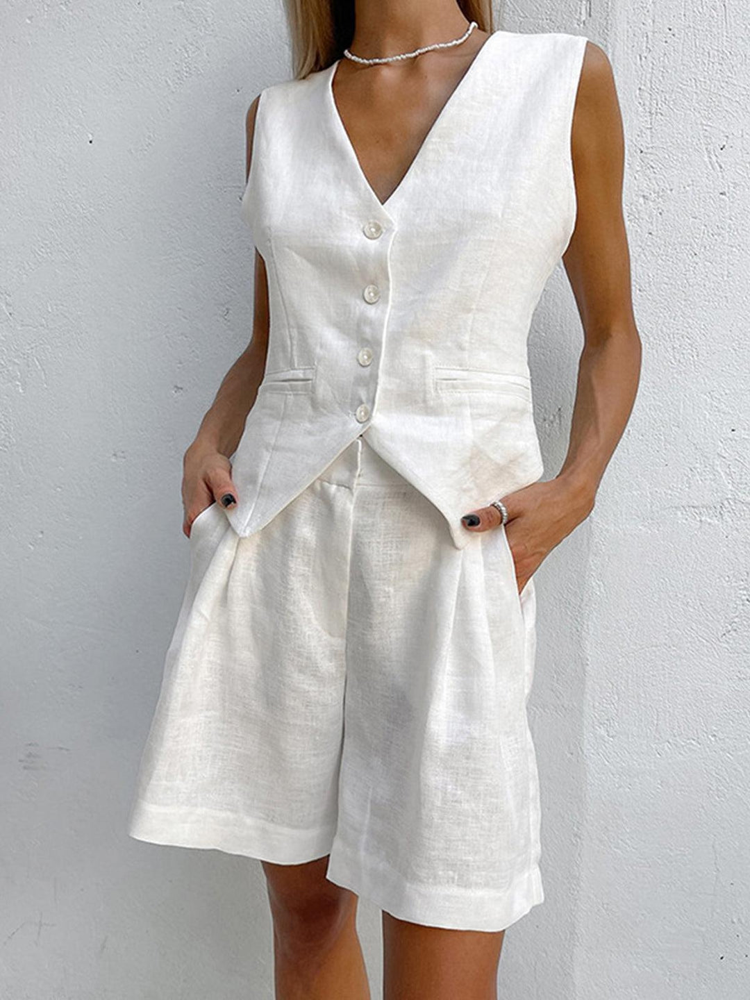 Rilena - V-Neck Linen Set