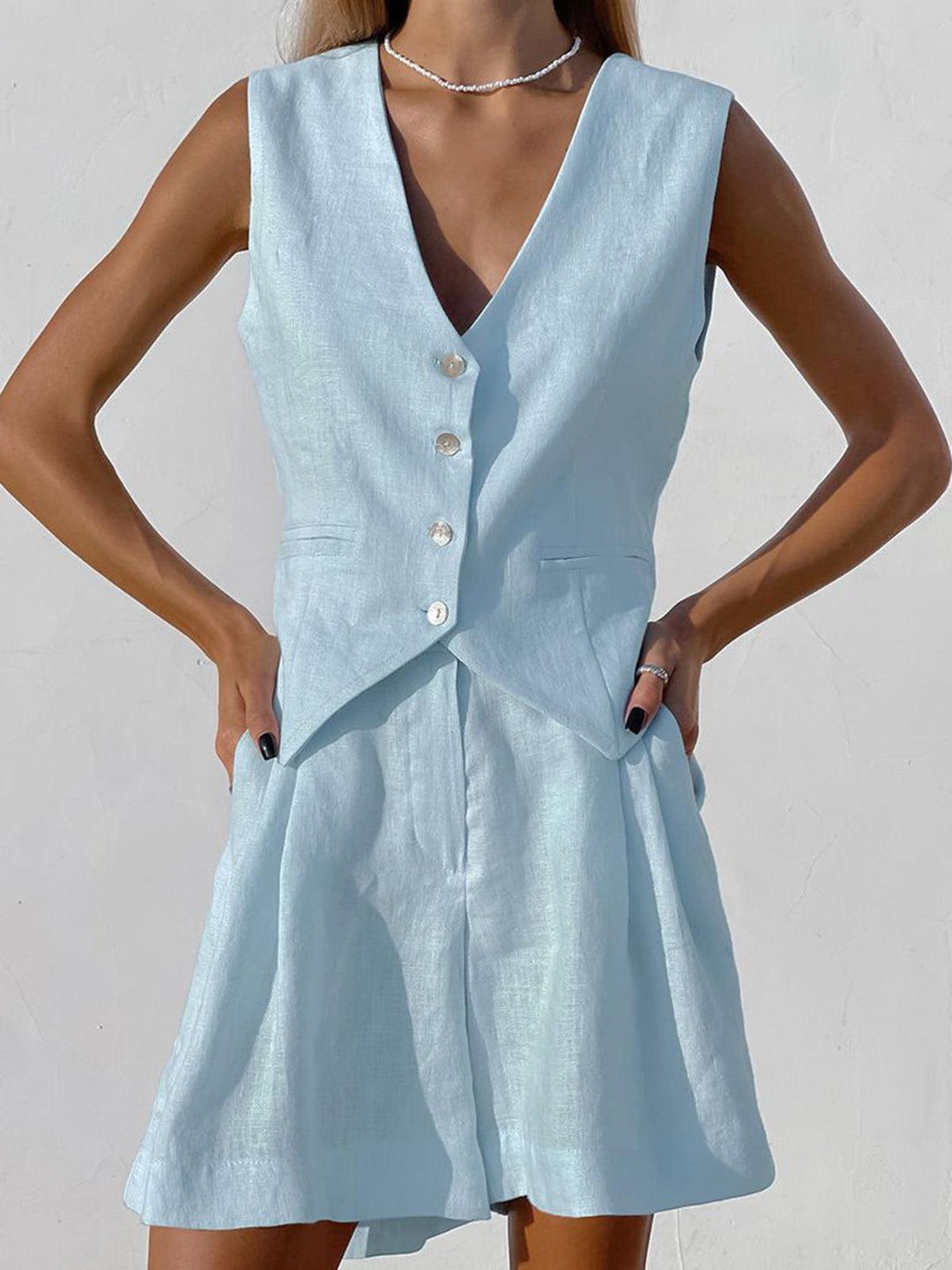 Rilena - V-Neck Linen Set