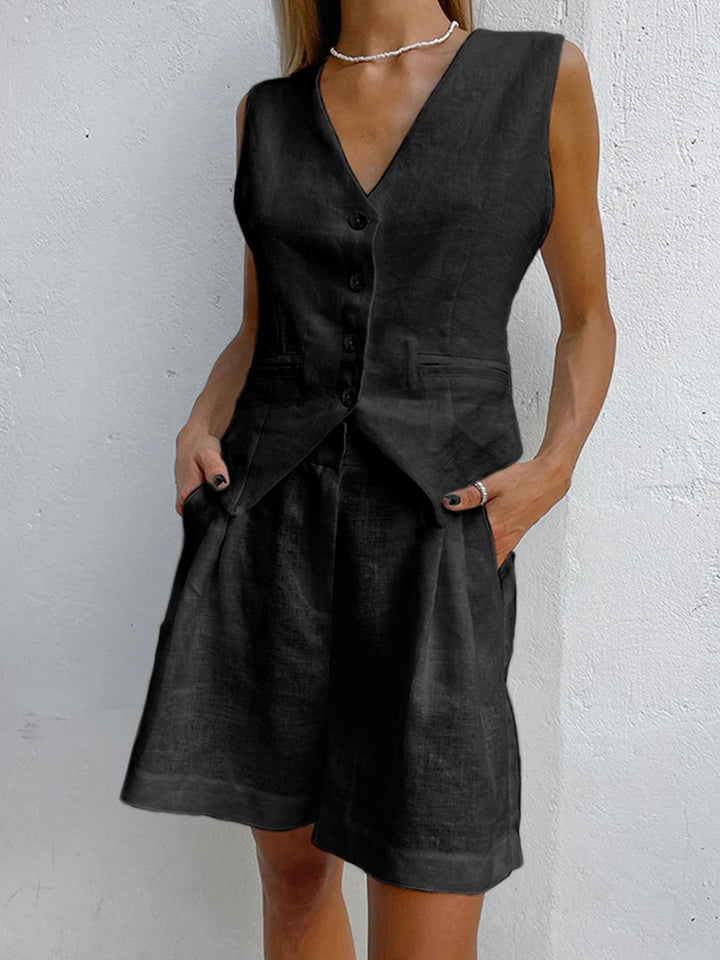 Rilena - V-Neck Linen Set