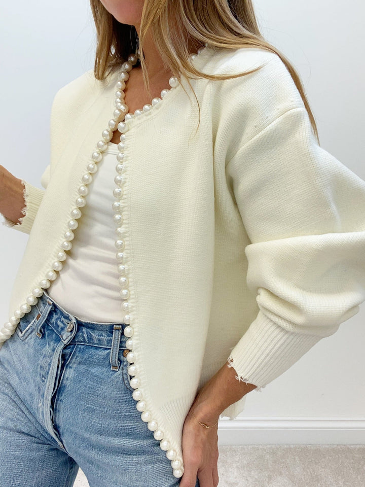 Virela - Pearl-Trim Knit Jacket