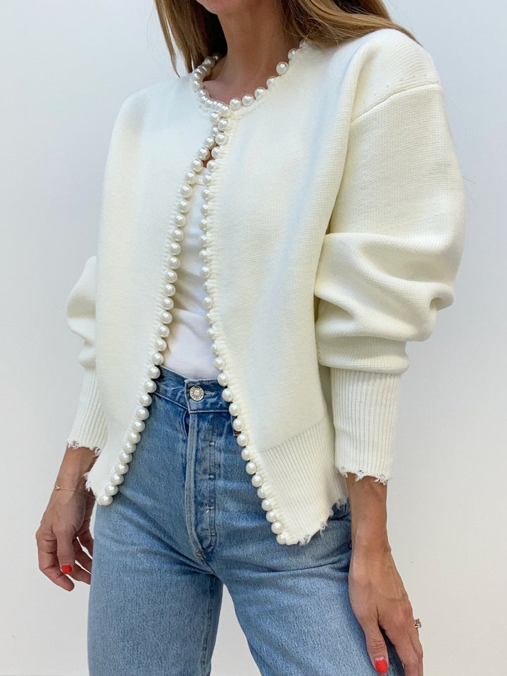 Virela - Pearl-Trim Knit Jacket