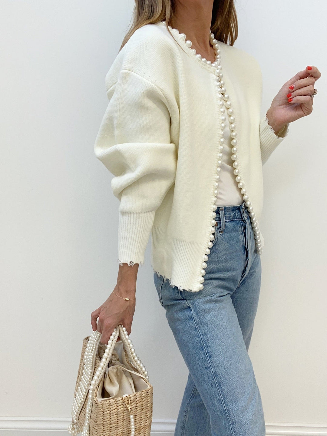 Virela - Pearl-Trim Knit Jacket