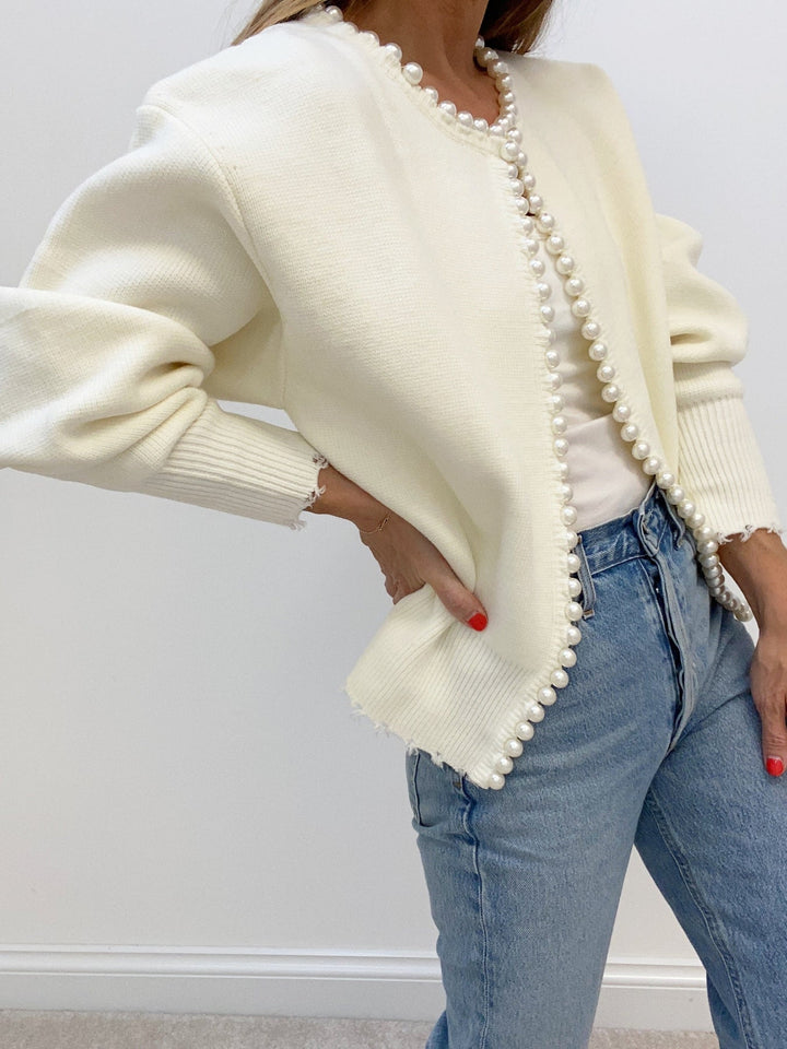 Virela - Pearl-Trim Knit Jacket
