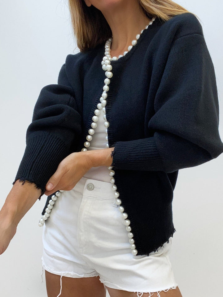 Virela - Pearl-Trim Knit Jacket