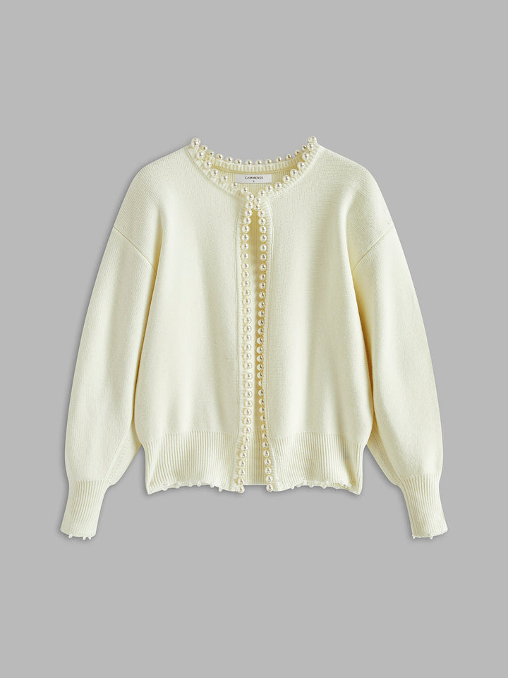 Virela - Pearl-Trim Knit Jacket