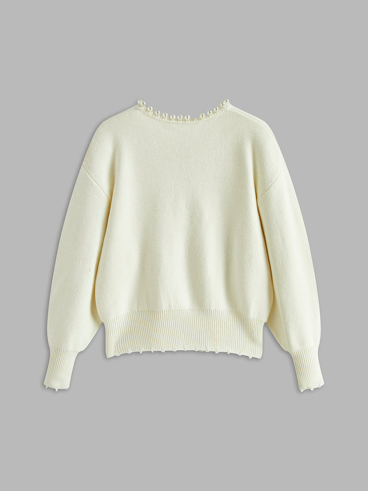 Virela - Pearl-Trim Knit Jacket
