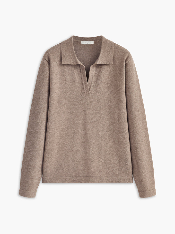 Elyra - Polo V-Neck Fine Knit Jumper