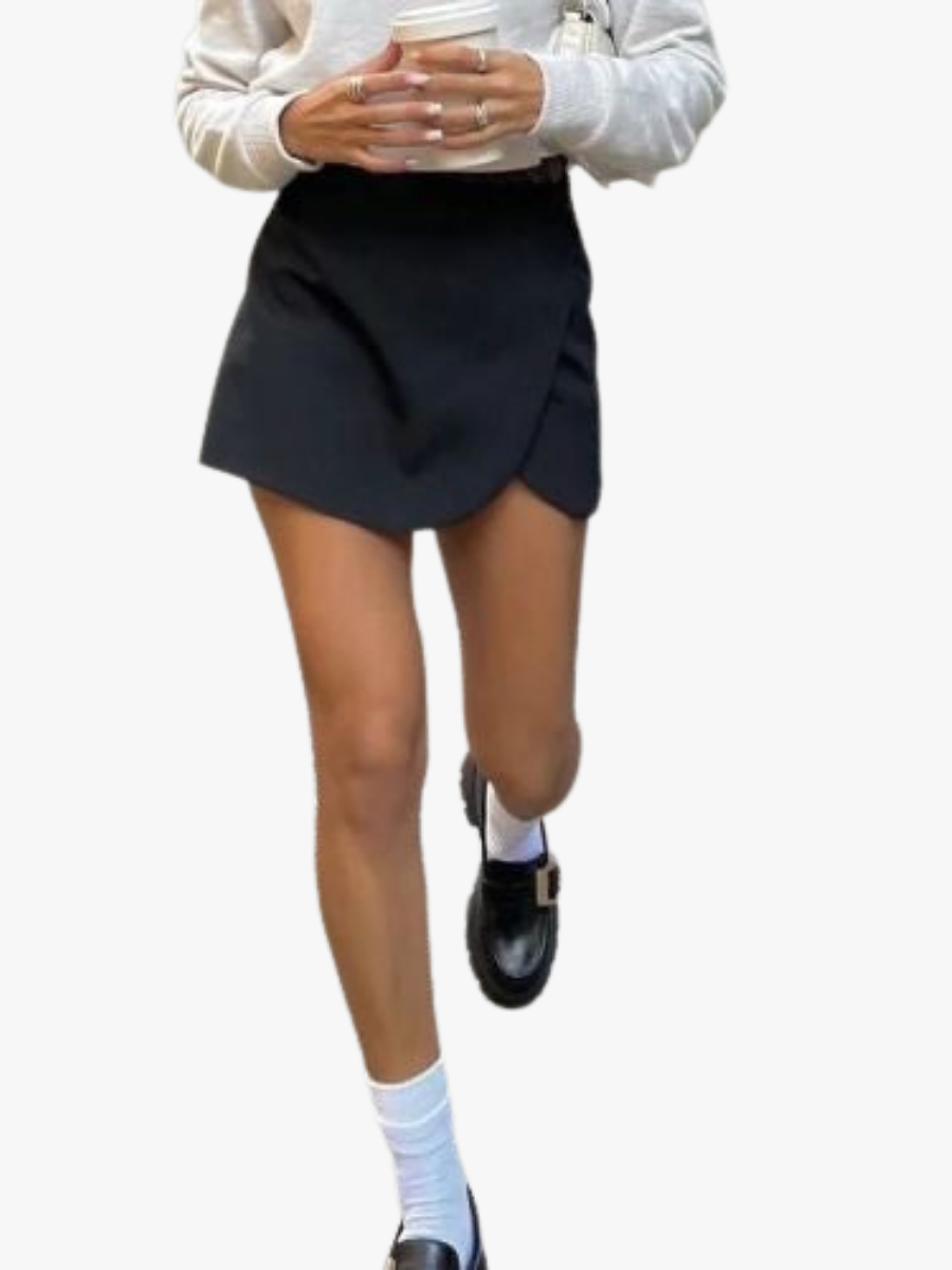 Avenya - Wrap Front Woven Skirt-Short