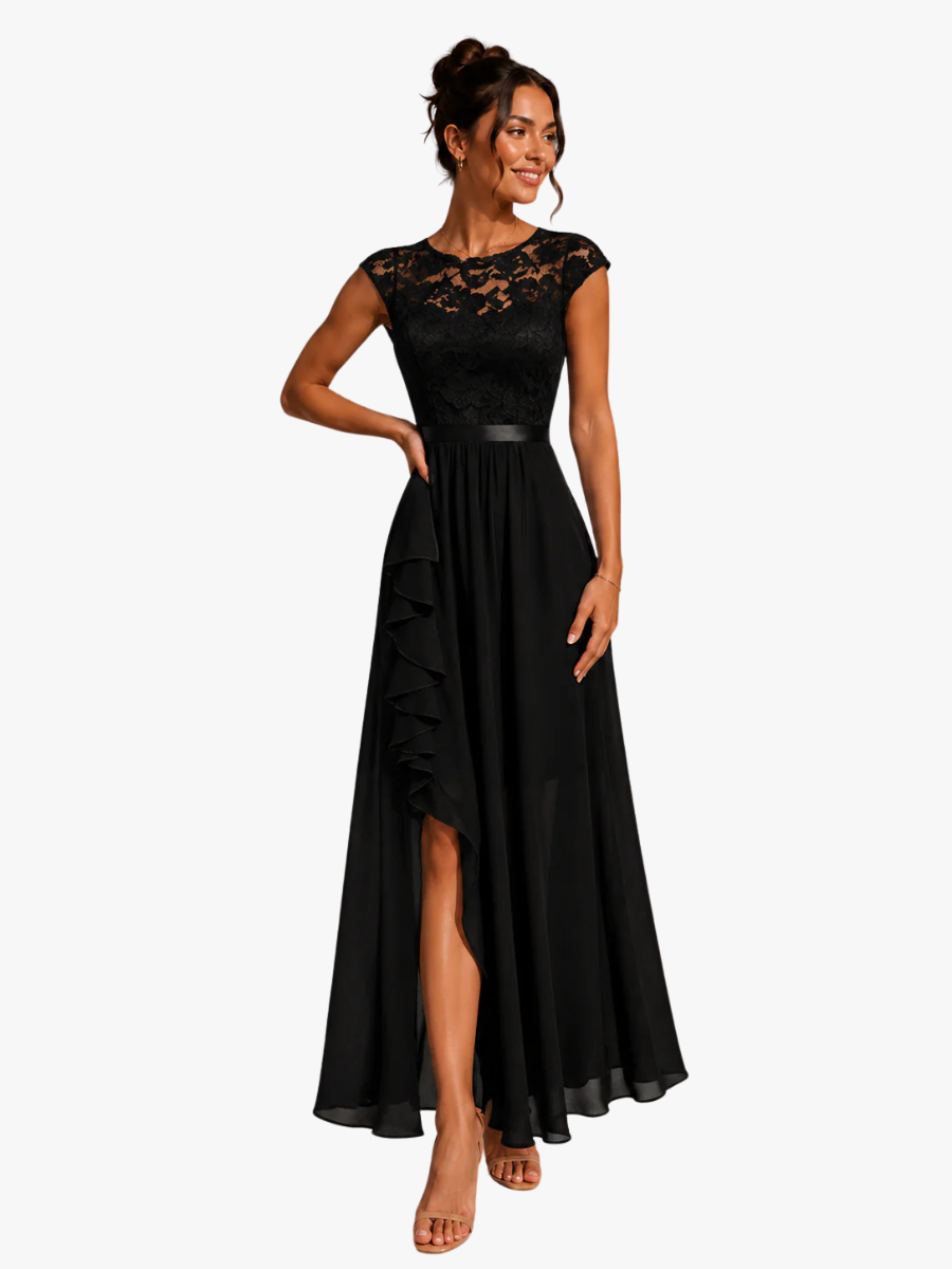 Verine - Sheer Neckline Maxi Dress
