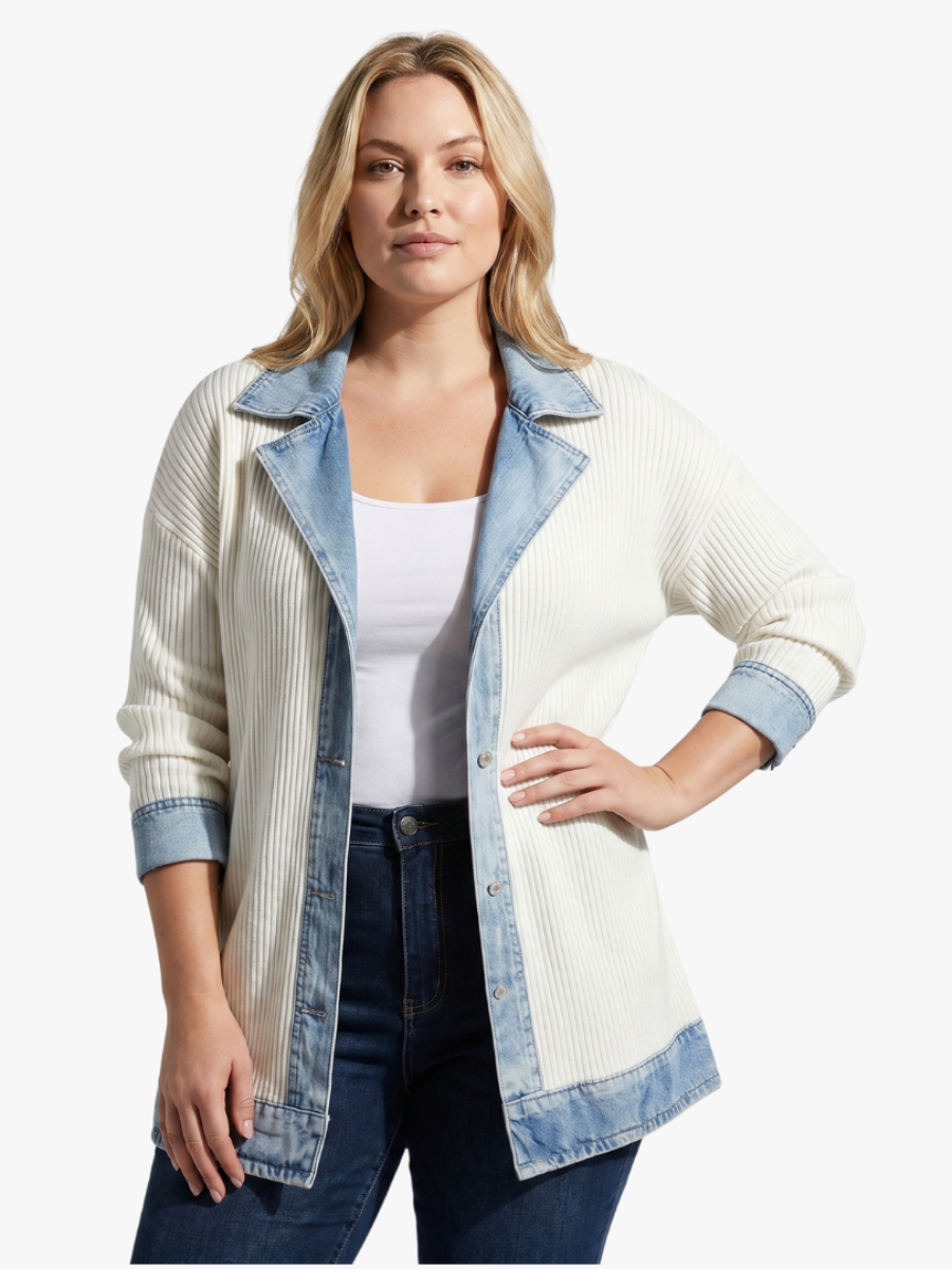 Velira - Denim-Inspired Cotton Knit Jacket