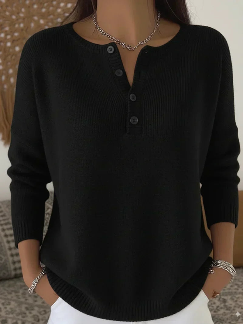Noreva - Henley Placket Knit Sweater