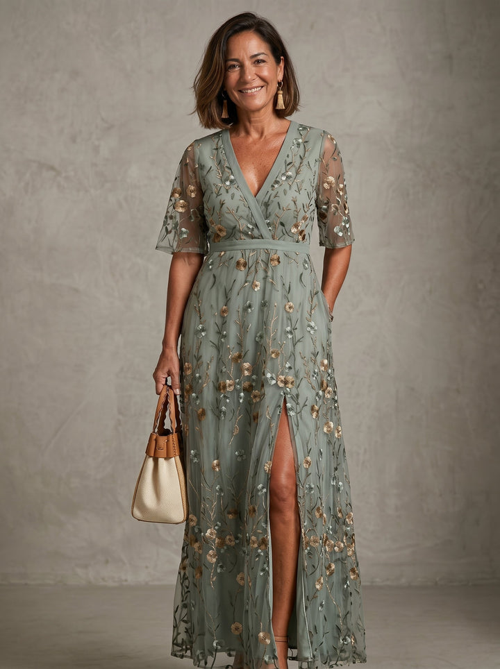 Soreva - Floral Embroidered Tulle Dress