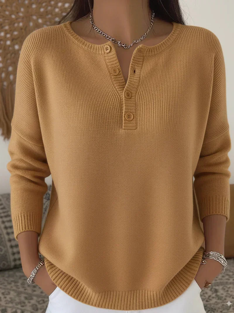 Noreva - Henley Placket Knit Sweater