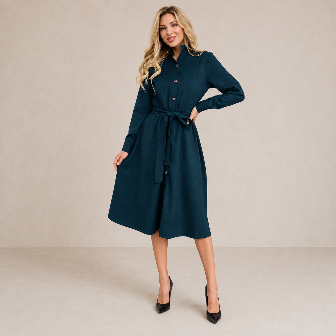 Evyra - Button-Front Woven Midi Dress