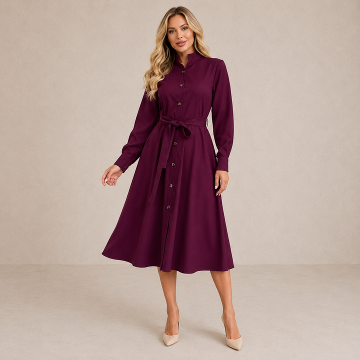 Evyra - Button-Front Woven Midi Dress