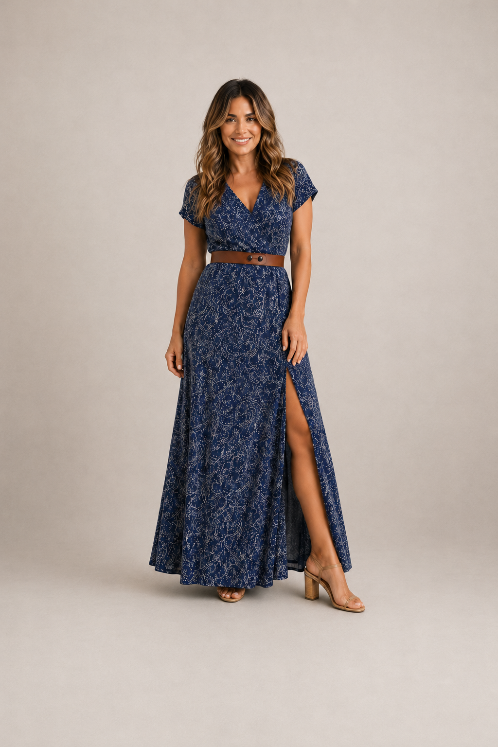Nivara - Elasticated Waist Printed Maxi Dress