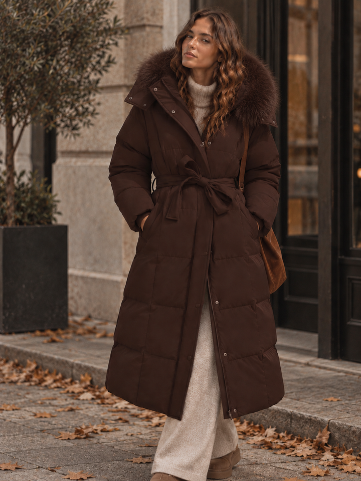 Solyne - Belted Cotton Fill Puffer Coat