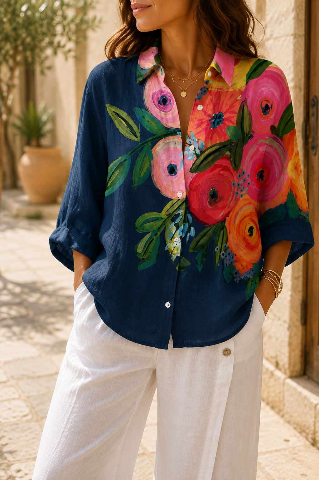Velira - Tunic-Length Woven Blouse