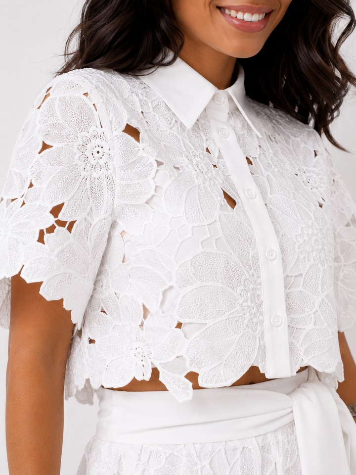 Savira - Embroidered Lace Two-Piece Set
