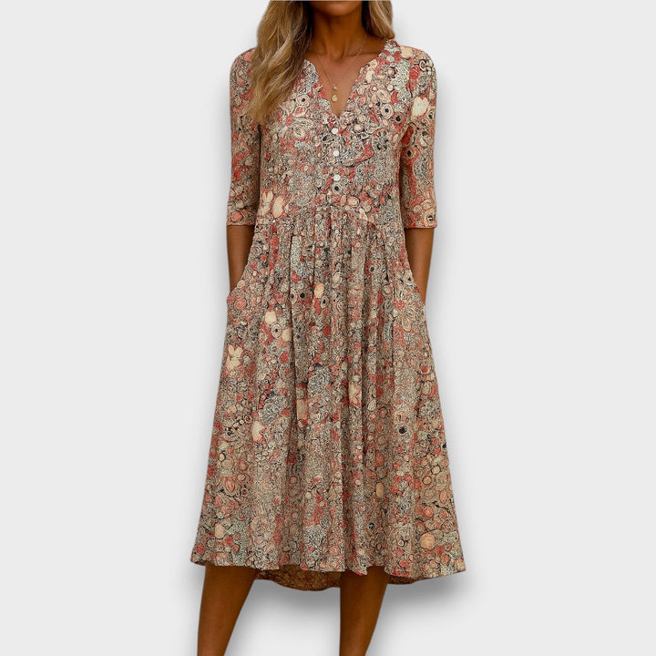 Neraya - V-Neck Wrinkle-Resistant Dress