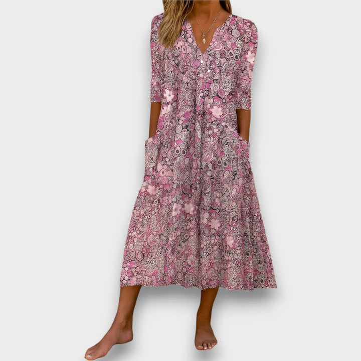 Neraya - V-Neck Wrinkle-Resistant Dress