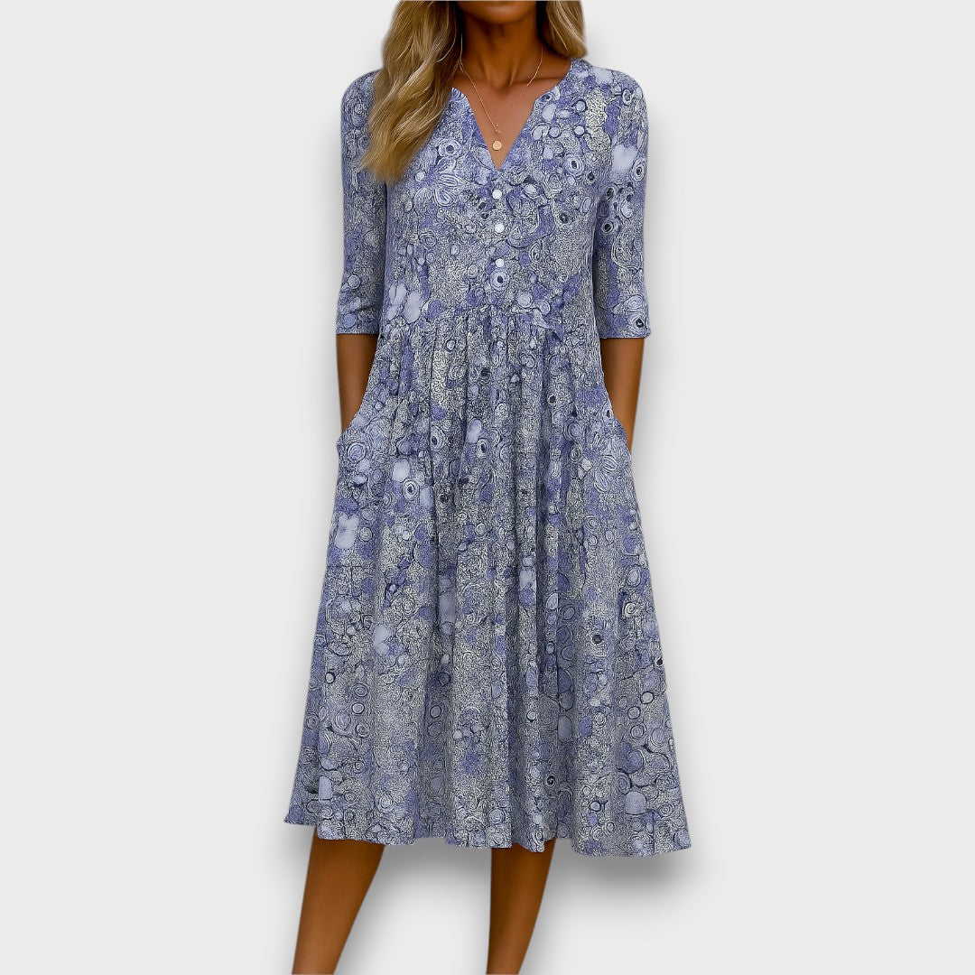 Neraya - V-Neck Wrinkle-Resistant Dress