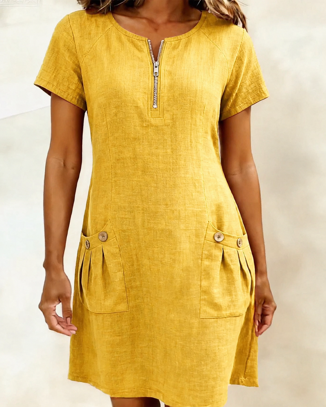 Velira - Button-Front Cotton Blend Midi Dress