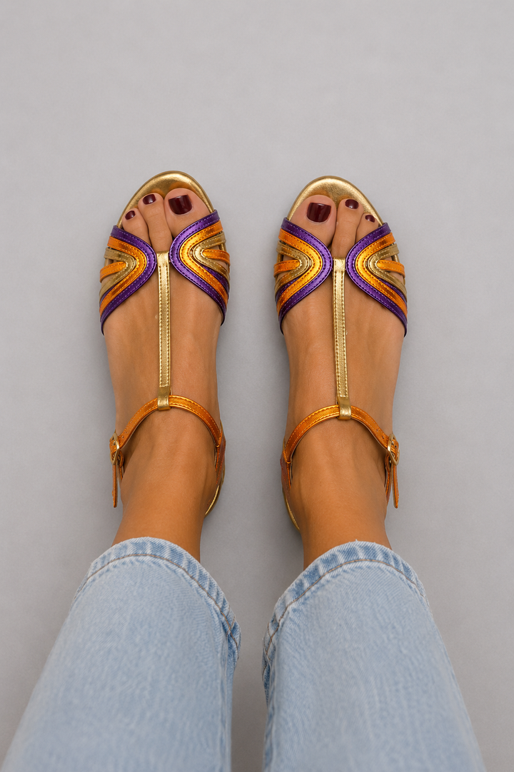 Kivara - Ankle-Strap Gold-Tone Sandals