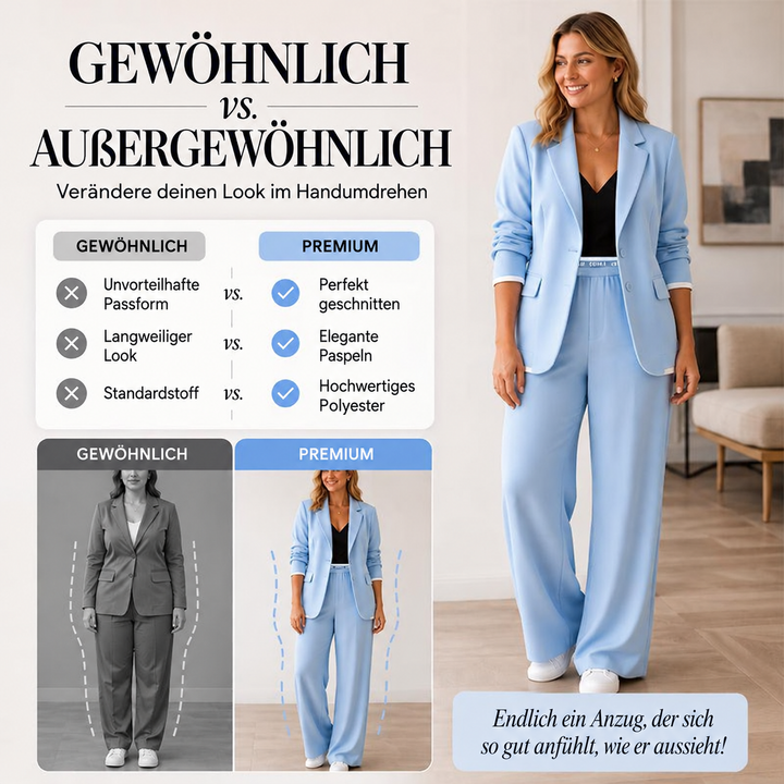 Reniva - Wide-Leg Trousers Blazer Set