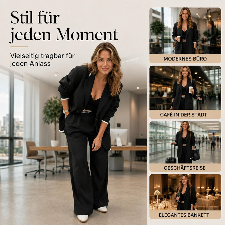 Reniva - Wide-Leg Trousers Blazer Set