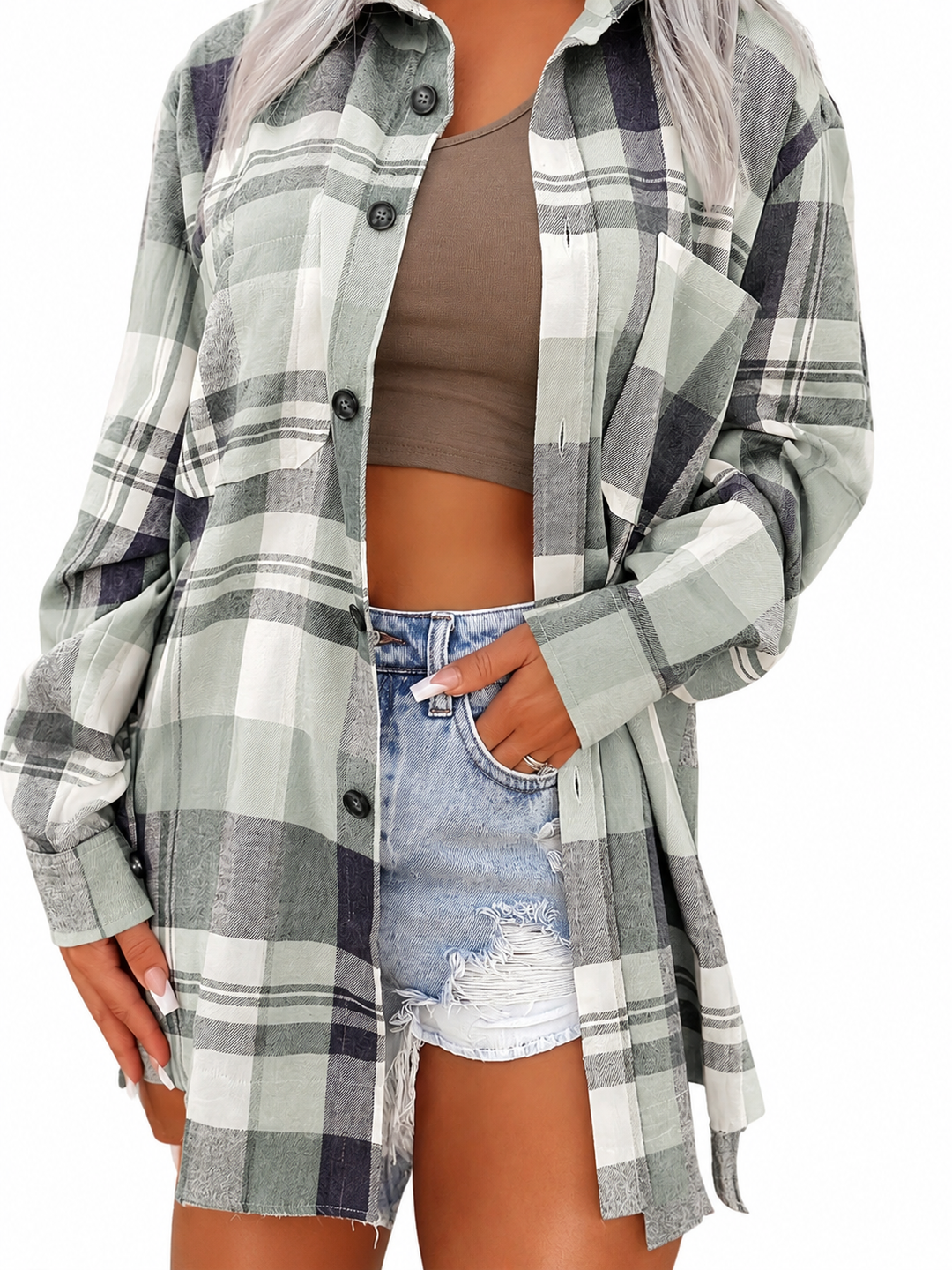 Rilena - Gingham Check Long Sleeve Shirt