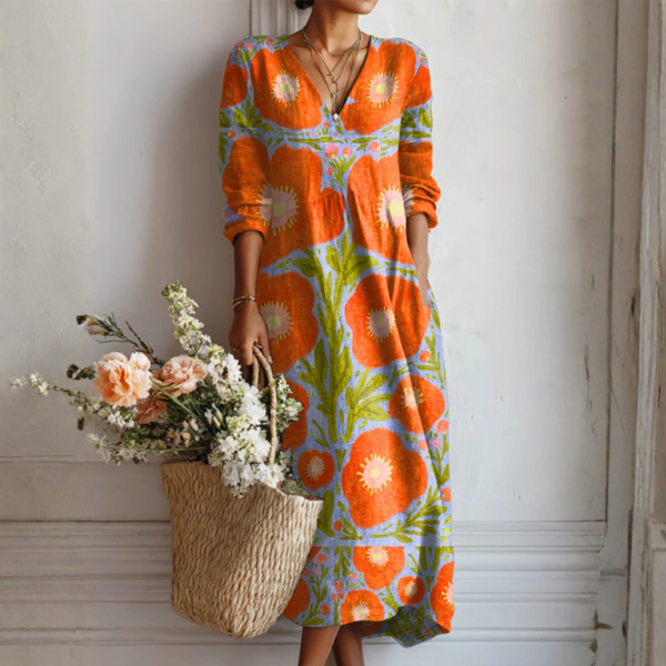 Ivenna - Abstract Geometric-Print Canvas Dress