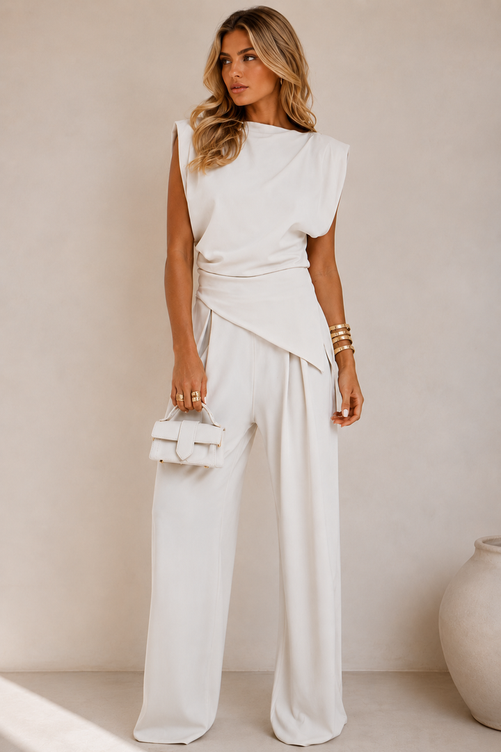 Neraya - Asymmetric Hem Fluid-Drape Two-Piece Set