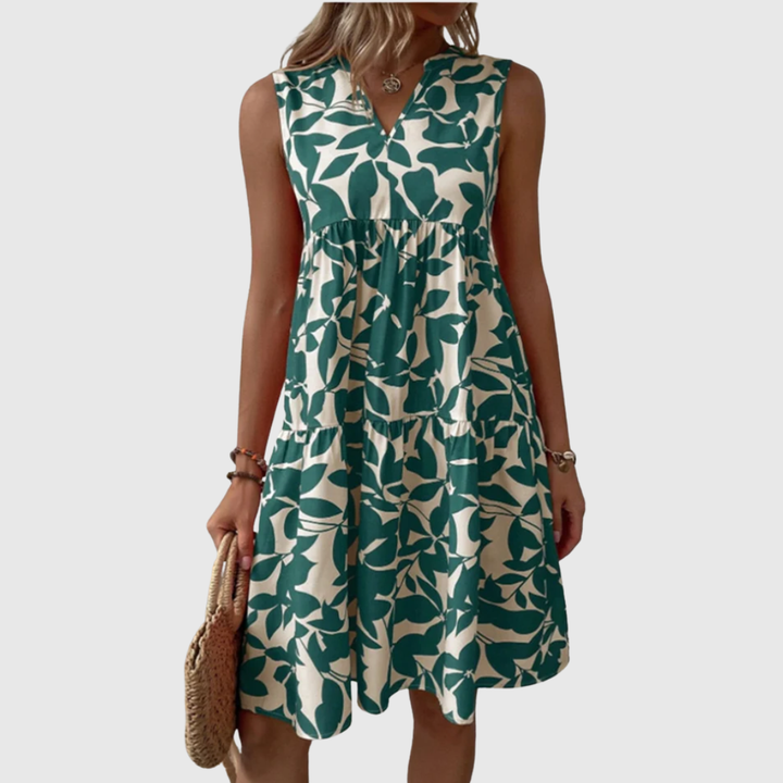 Nivara - Flared-Cut Polka-Dot Midi Dress