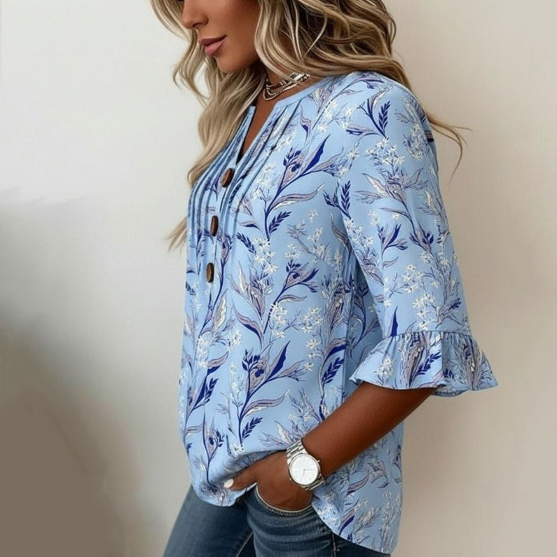 Nylera - Floral Print Cotton-Blend Sweater