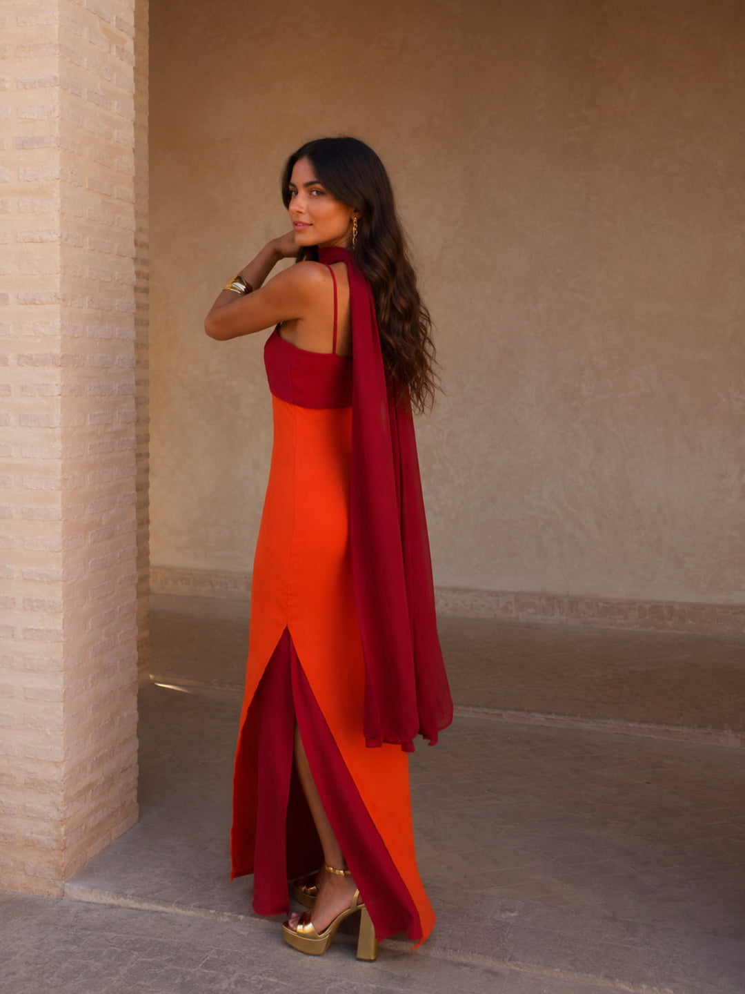 Erelia - Draped Sweetheart Neckline Dress Set