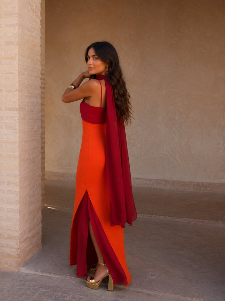 Erelia - Draped Sweetheart Neckline Dress Set