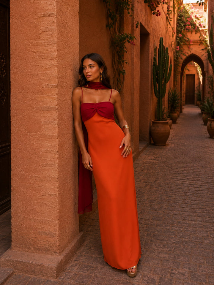 Erelia - Draped Sweetheart Neckline Dress Set