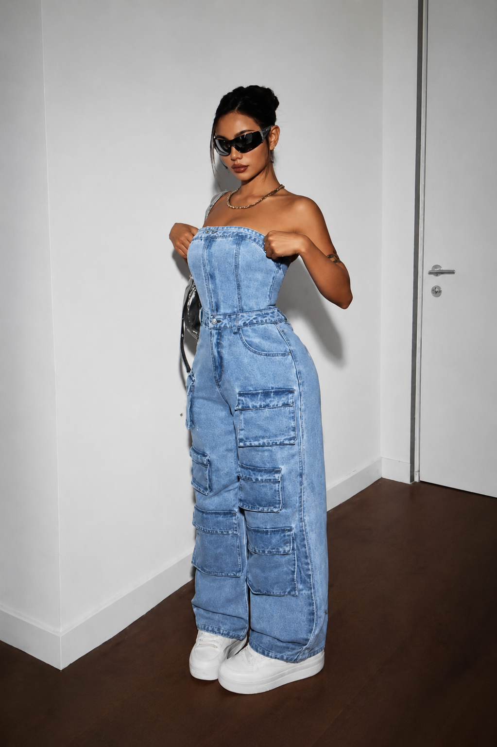 Elyra - Strapless Denim Jumpsuit