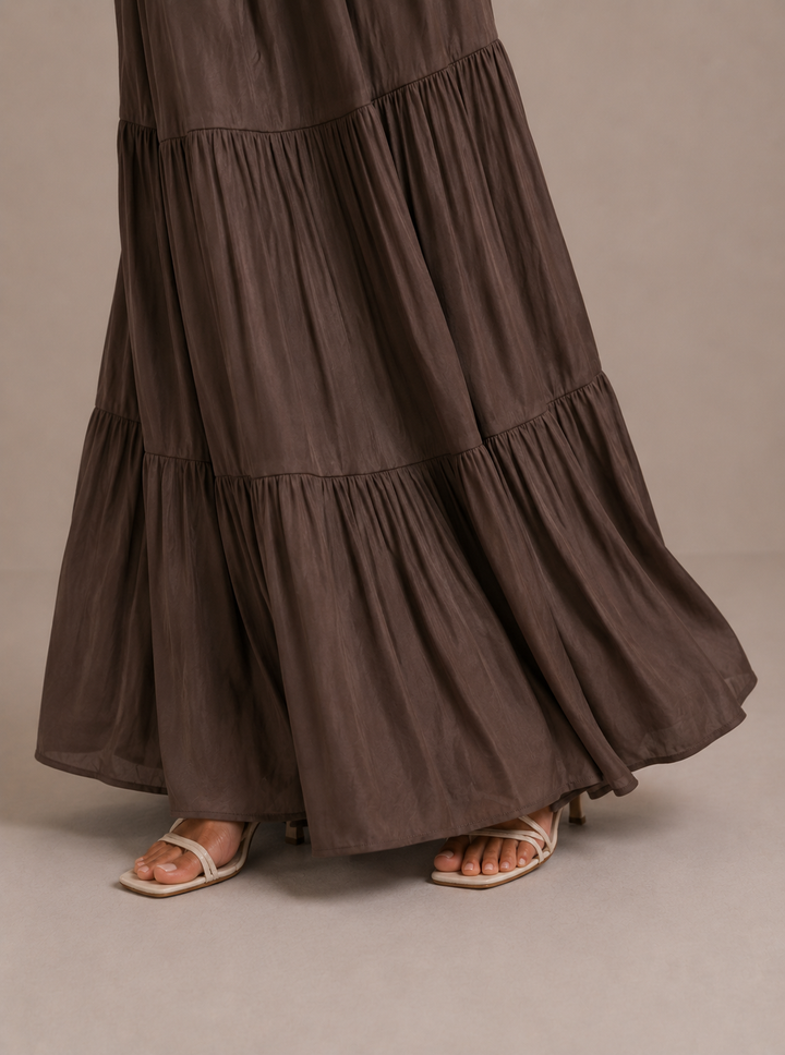 Noreli - Layered Woven Maxi Skirt