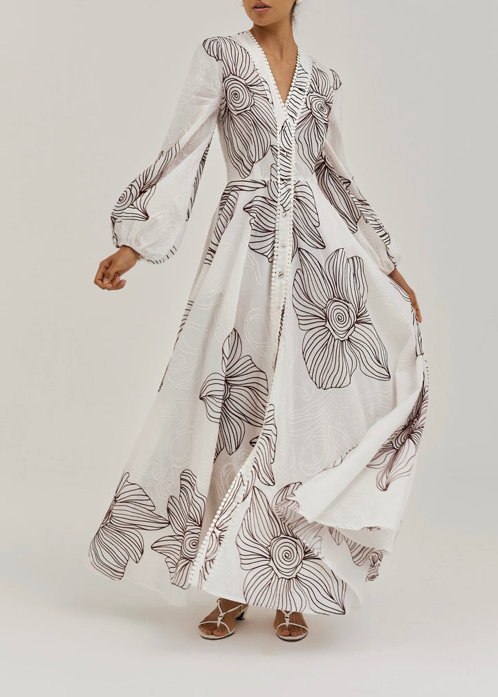 Sivora - Embroidered Cotton Maxi Dress