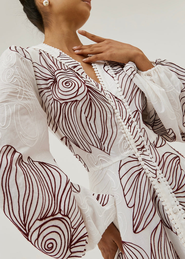 Sivora - Embroidered Cotton Maxi Dress