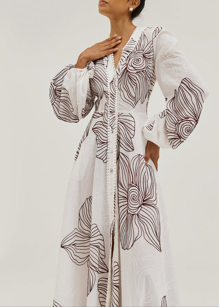 Sivora - Embroidered Cotton Maxi Dress