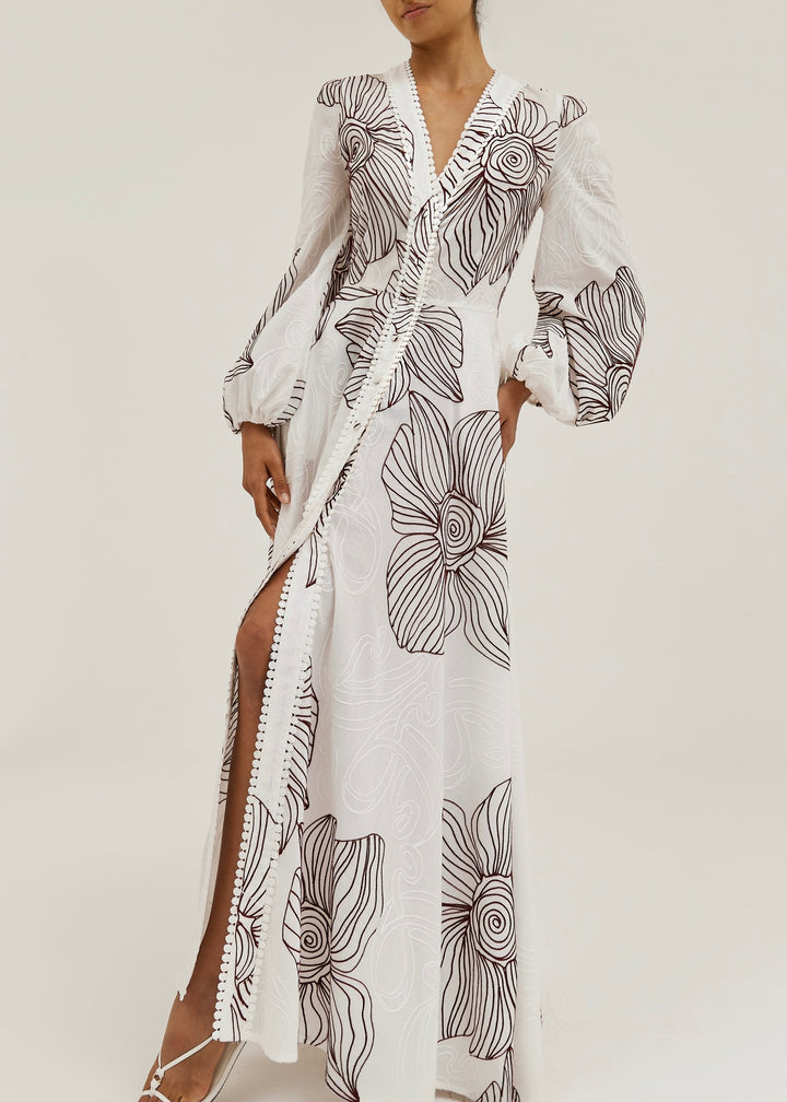 Sivora - Embroidered Cotton Maxi Dress