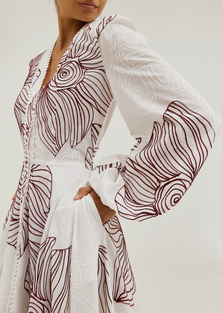 Sivora - Embroidered Cotton Maxi Dress