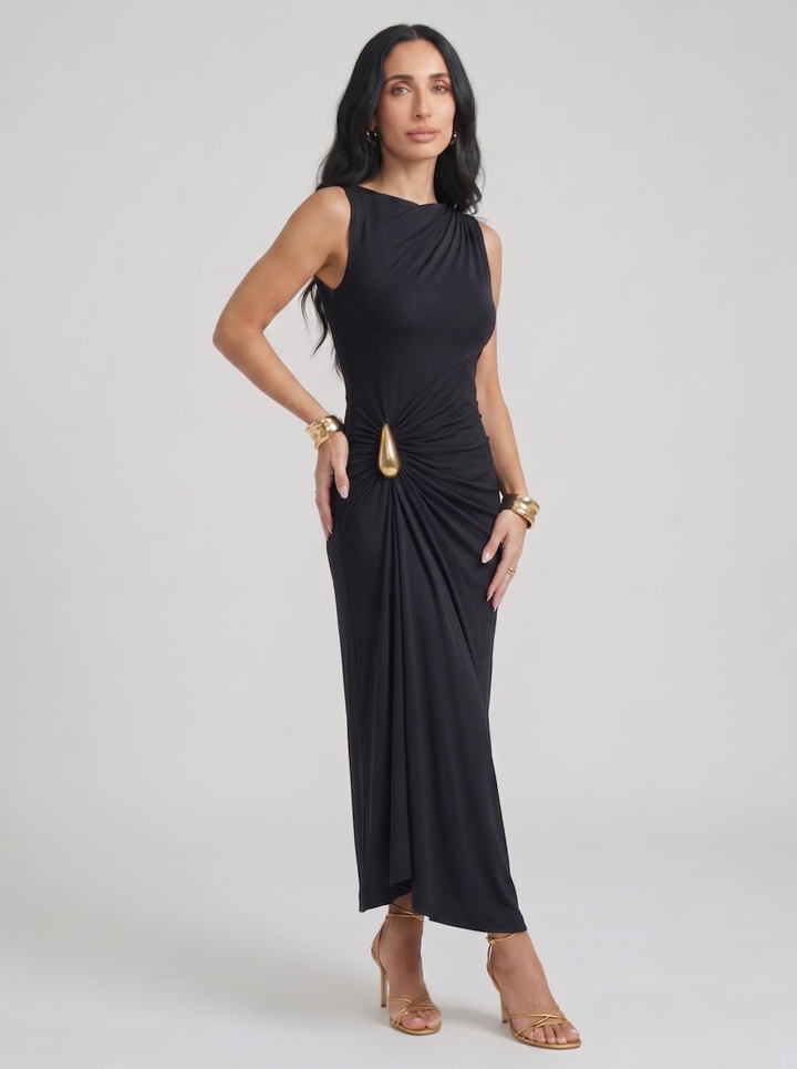 Mireva - Hip Ruching Technical Fabric Dress